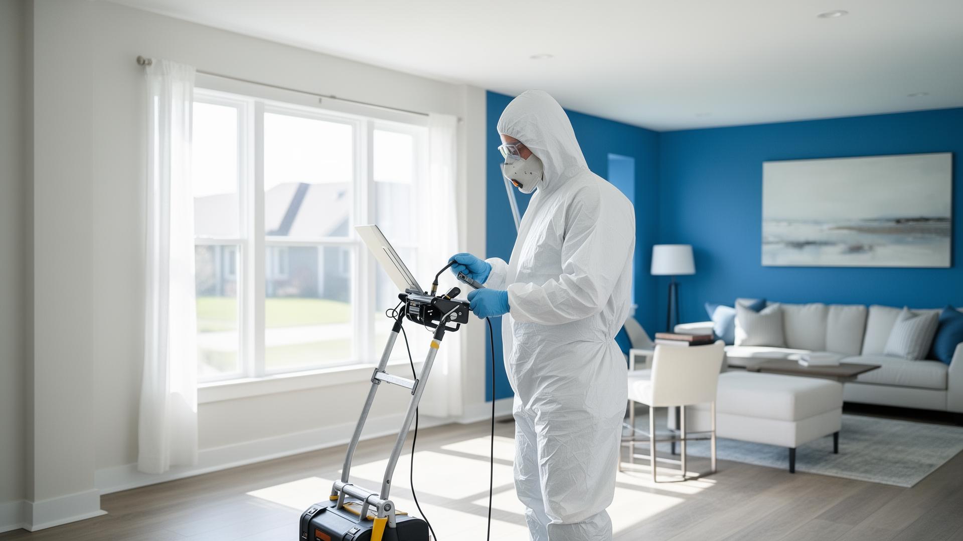 Mold inspector evaluating a Minneapolis area home